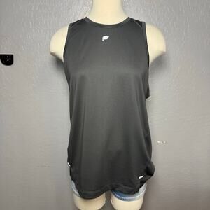 Fabletics O2 Tank Dark Gray Mesh Running Tank Top Size Medium Charcoal Athletic